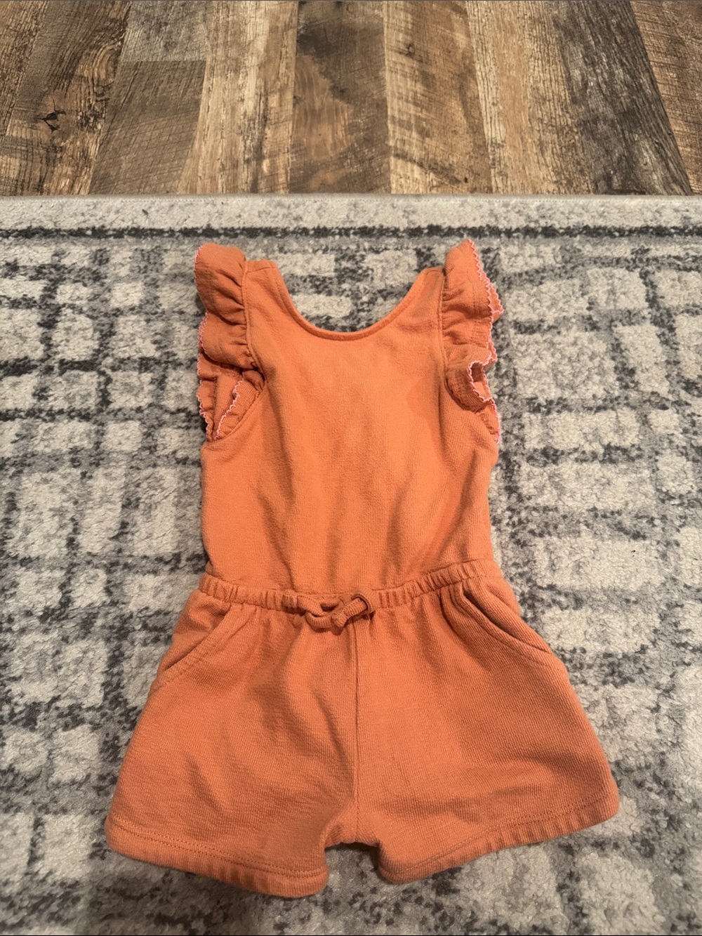 Cat & Jack Orange Ruffle-Sleeve Knit Romper